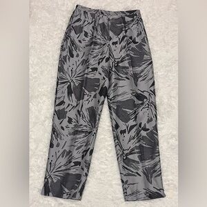 Vintage Silk grey and black abstract print trousers with beaded details